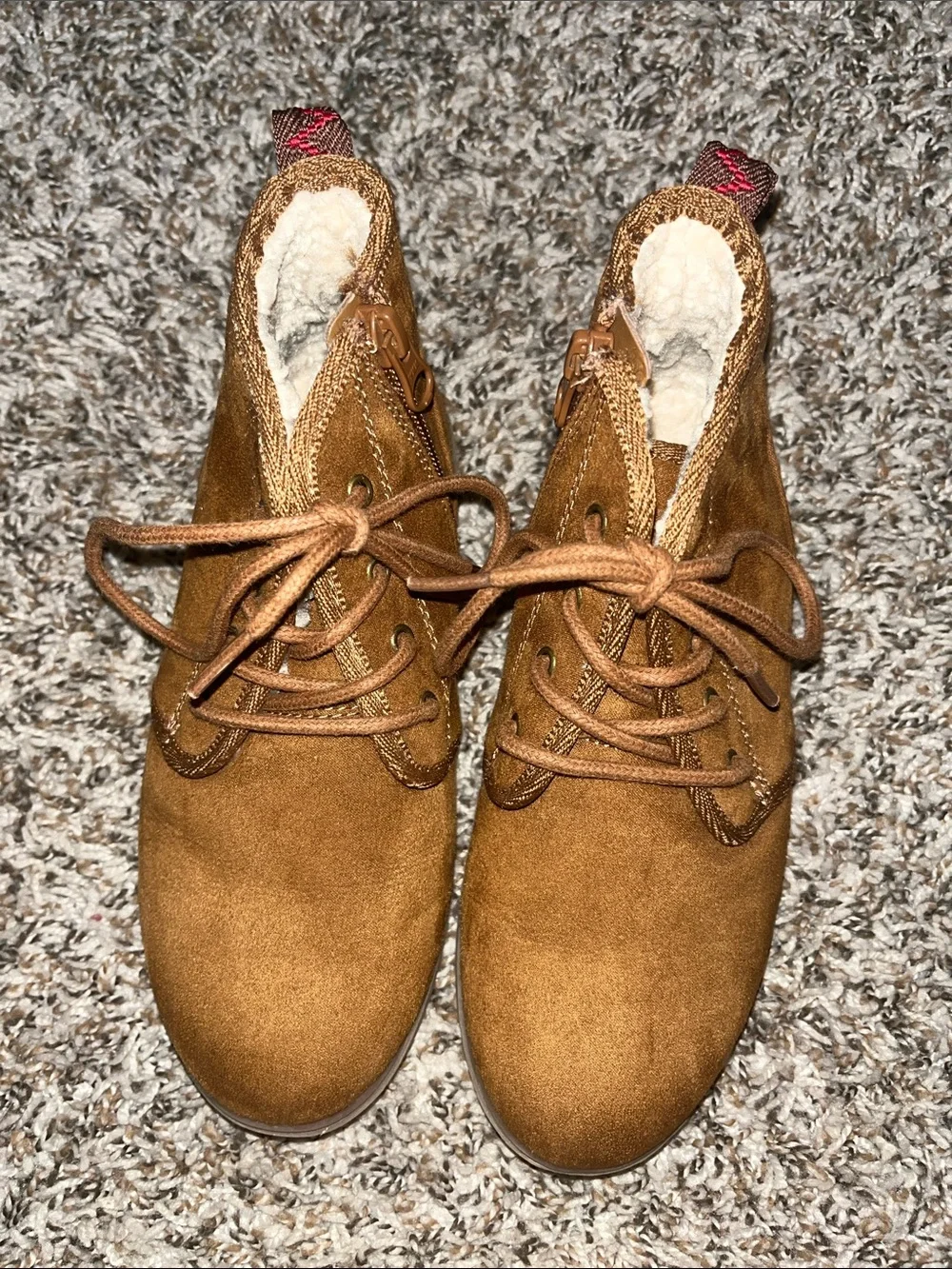 Girls Ankle Boots in Chestnut Brown - Lined Lace-Up Style like new